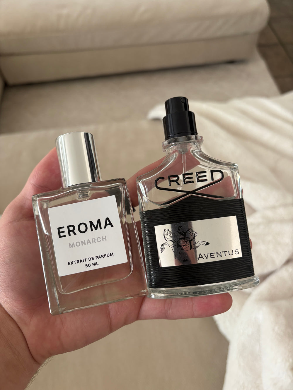 Eroma bottles on pedestal